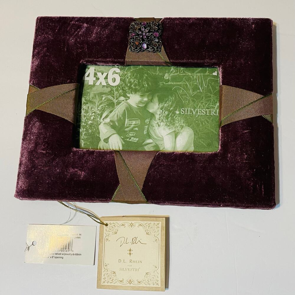 D.L. Rhein for Silvestri Padded Velvet Bejeweled Picture Frame 4X6 NEW with Tags